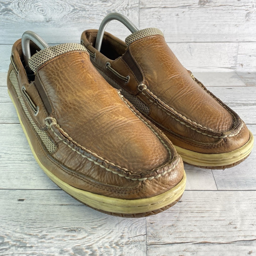 Sperry Shoes Mens 10.5 M Brown Leather Boat Loafer Nautical Preppy Leisure Comfy